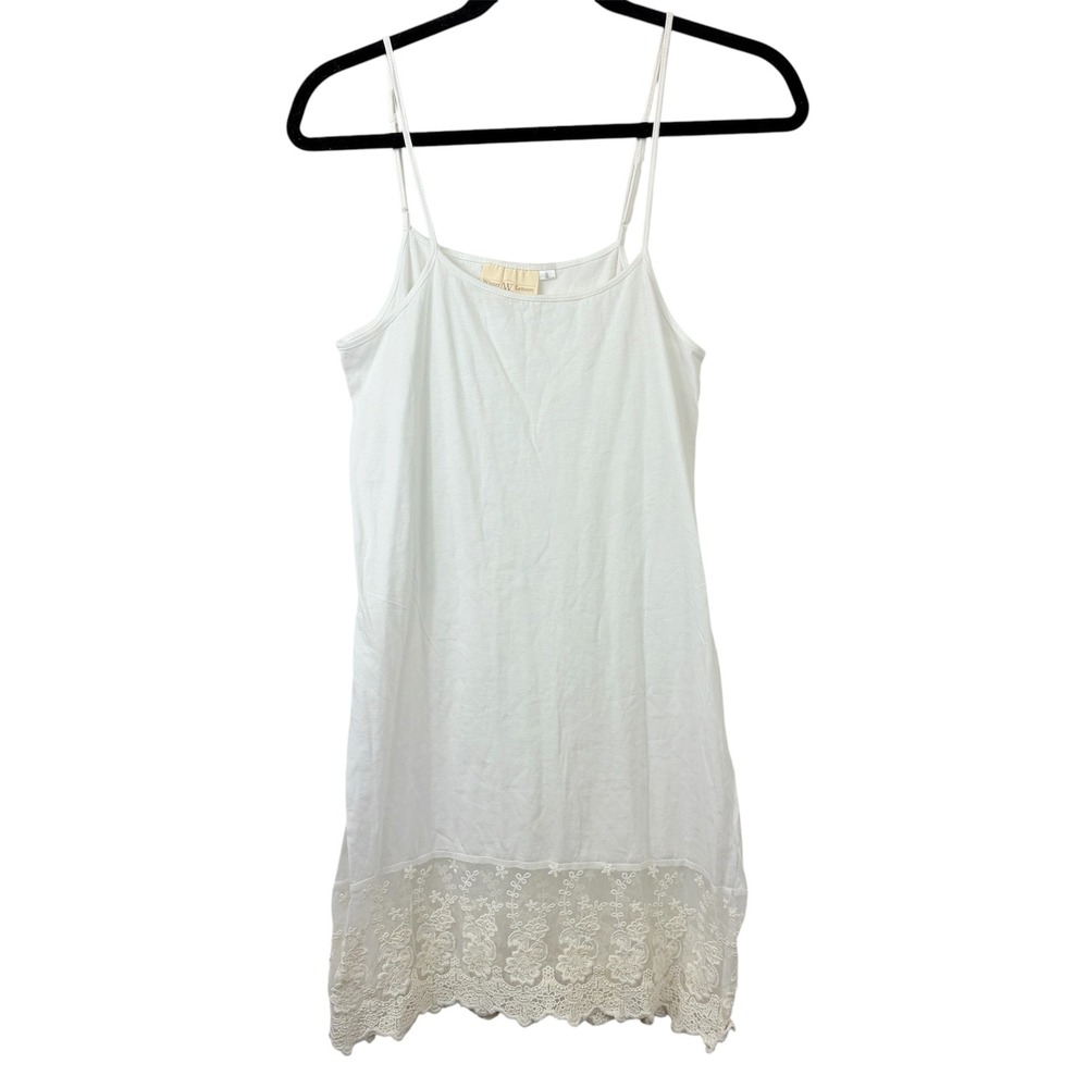 Winter Lennon Lace Trim Cami Dress Slip Sz Small White Boho Coquette Romantic